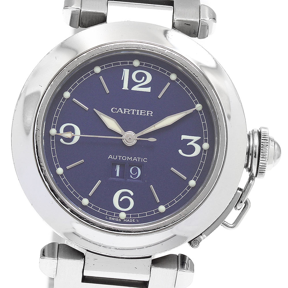 CARTIER Pasha C W31047M7 Date Navy Dial Automatic Boy's Watch_900366