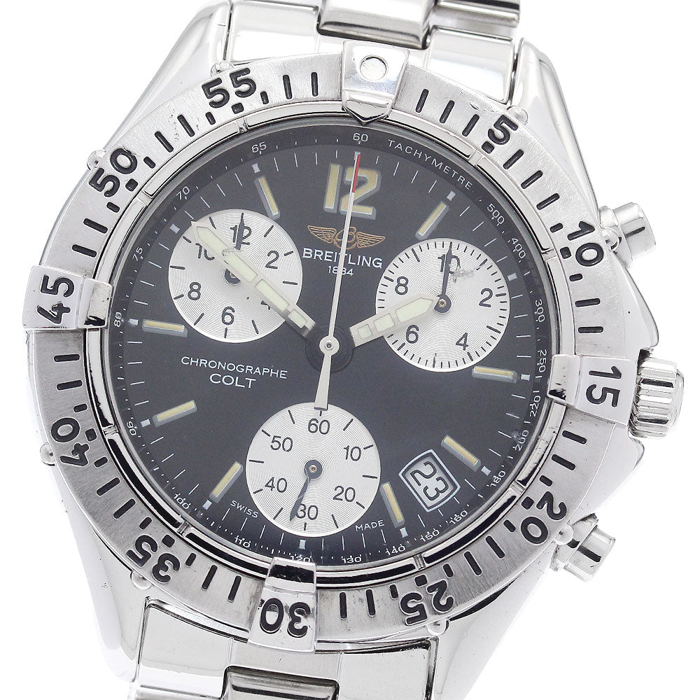 BREITLING Colt A53035 Chronograph Black / Silver Dial Quartz Men's Watch_900368