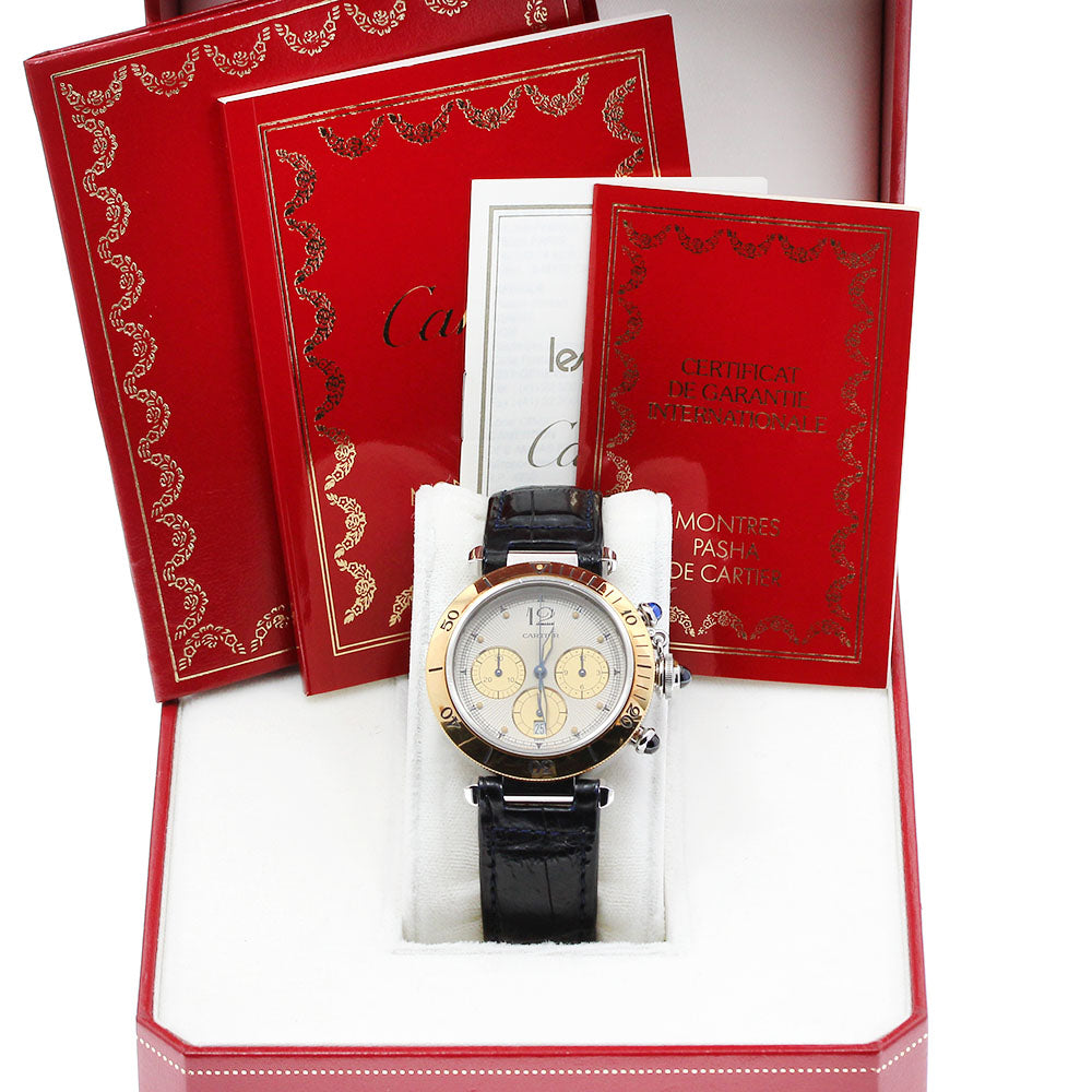CARTIER Pasha 38 W3101155 YG bezel chronograph Silver / Gold Dial Quartz Men's Watch_900381