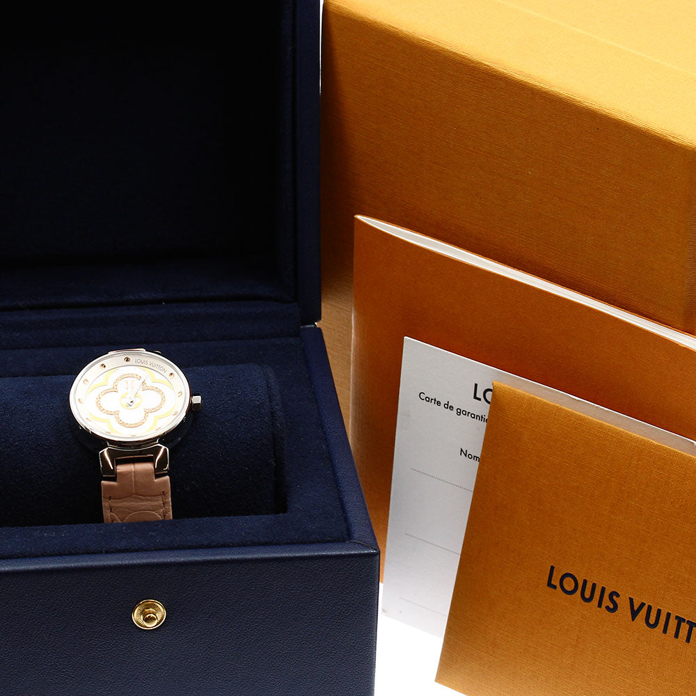LOUIS VUITTON Tambour Moon Divine PM QA017 diamond White shell Dial Quartz Ladies Watch_900383