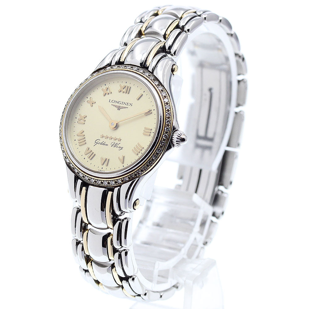 LONGINES Golden wing L3.107.5 Diamond Bezel Gold Dial Quartz Ladies Watch_900406