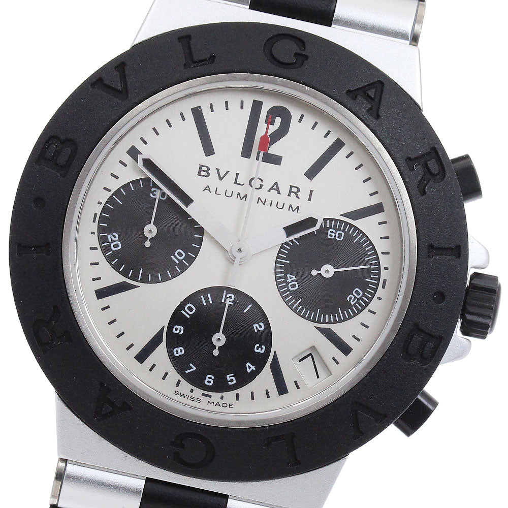 BVLGARI aluminum AC38TA Chronograph Silver / Black Dial Automatic Men's_900436