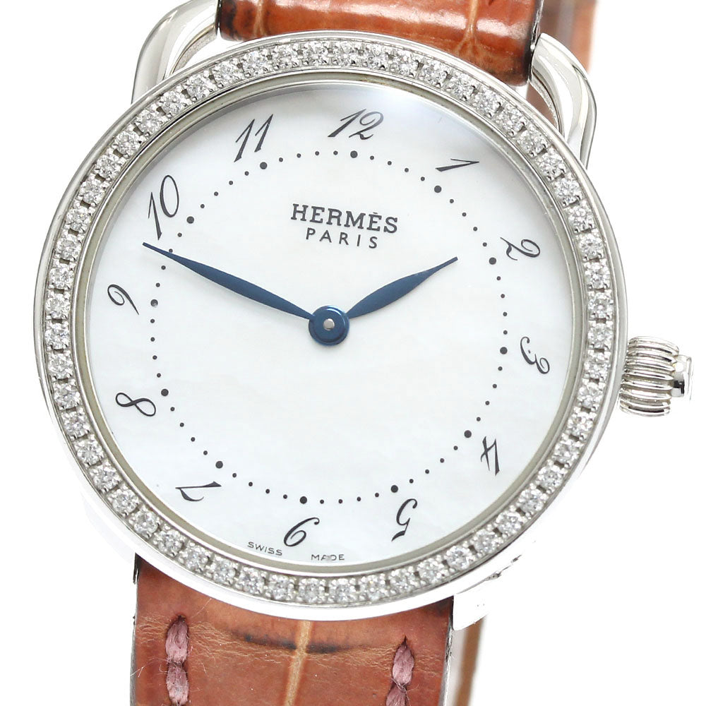 HERMES Arceau AR5.230 Diamond Bezel White shell Dial Quartz Ladies Watch_900441