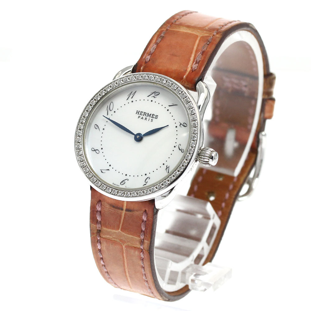 HERMES Arceau AR5.230 Diamond Bezel White shell Dial Quartz Ladies Watch_900441