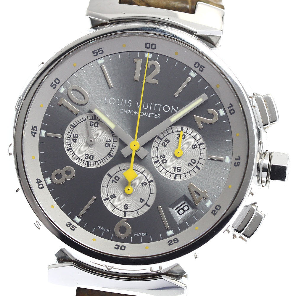LOUIS VUITTON Tambour Q1140 Date Chronograph Silver Dial Automatic Men's Watch_900457