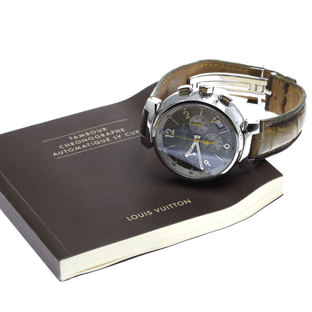 LOUIS VUITTON Tambour Q1140 Date Chronograph Silver Dial Automatic Men's Watch_900457