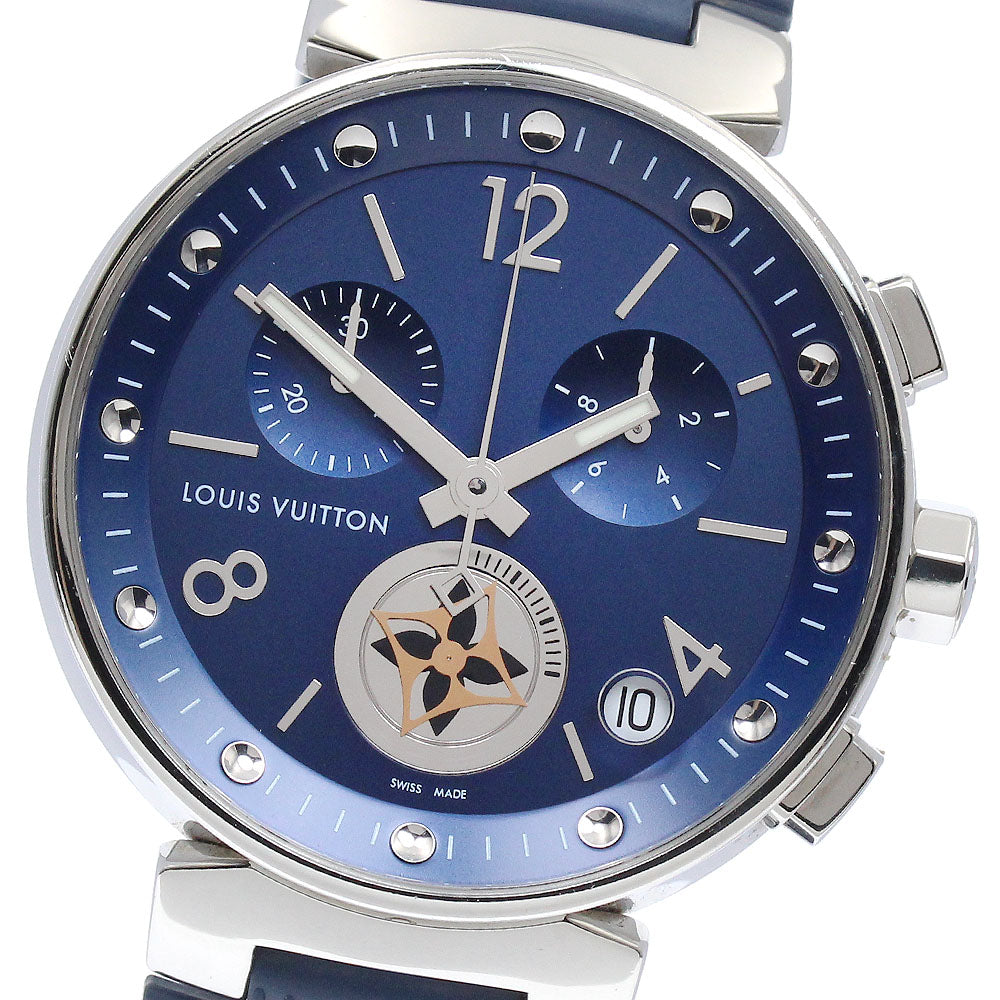 LOUIS VUITTON Tambour Moon Star QA034 Chronograph Navy Dial Quartz Men's_900458