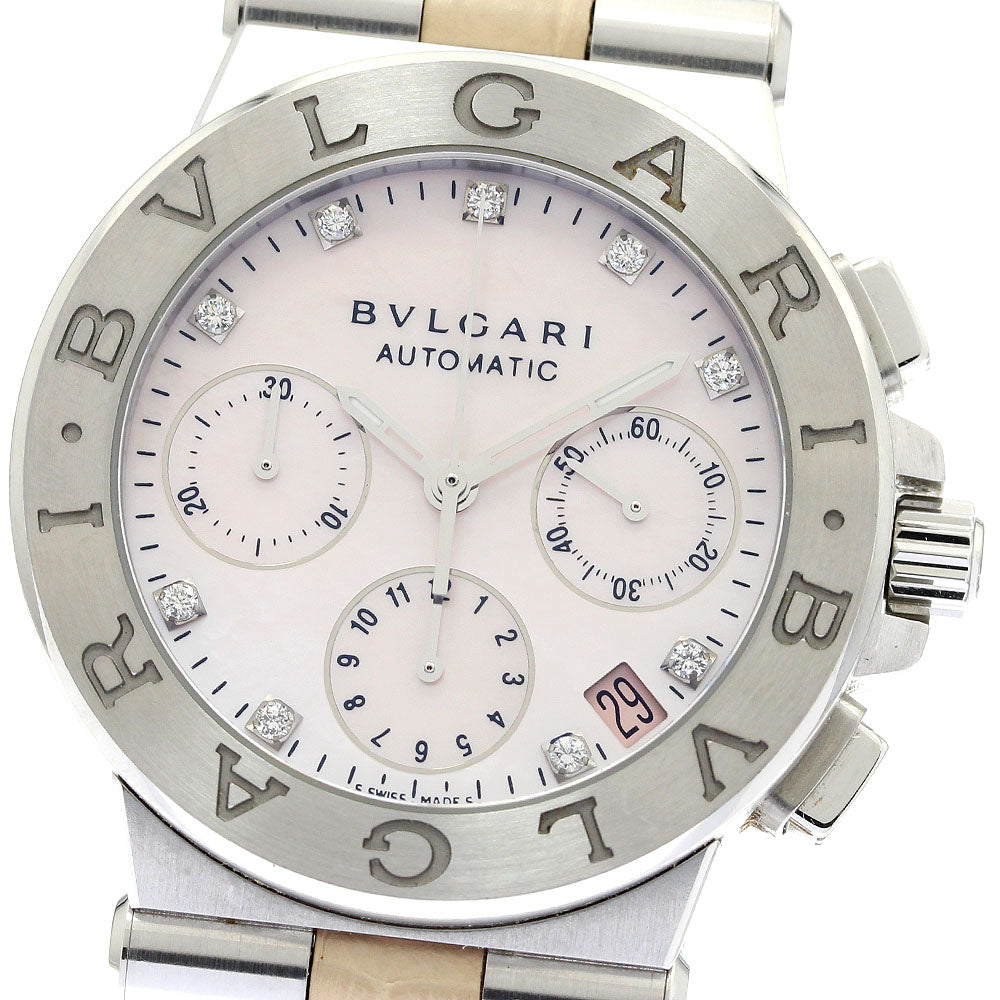 BVLGARI Diagono DG35SCH Chronograph 9P Diamond Pink shell Dial Automatic Boy's Watch_900462