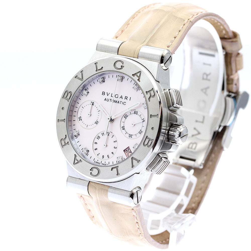 BVLGARI Diagono DG35SCH Chronograph 9P Diamond Pink shell Dial Automatic Boy's Watch_900462