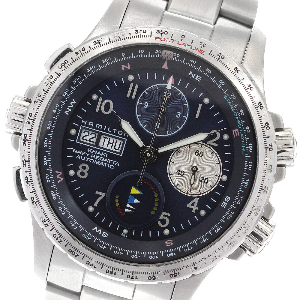 HAMILTON Khaki Regatta H776360 Chronograph Navy Dial Automatic Men's _900468