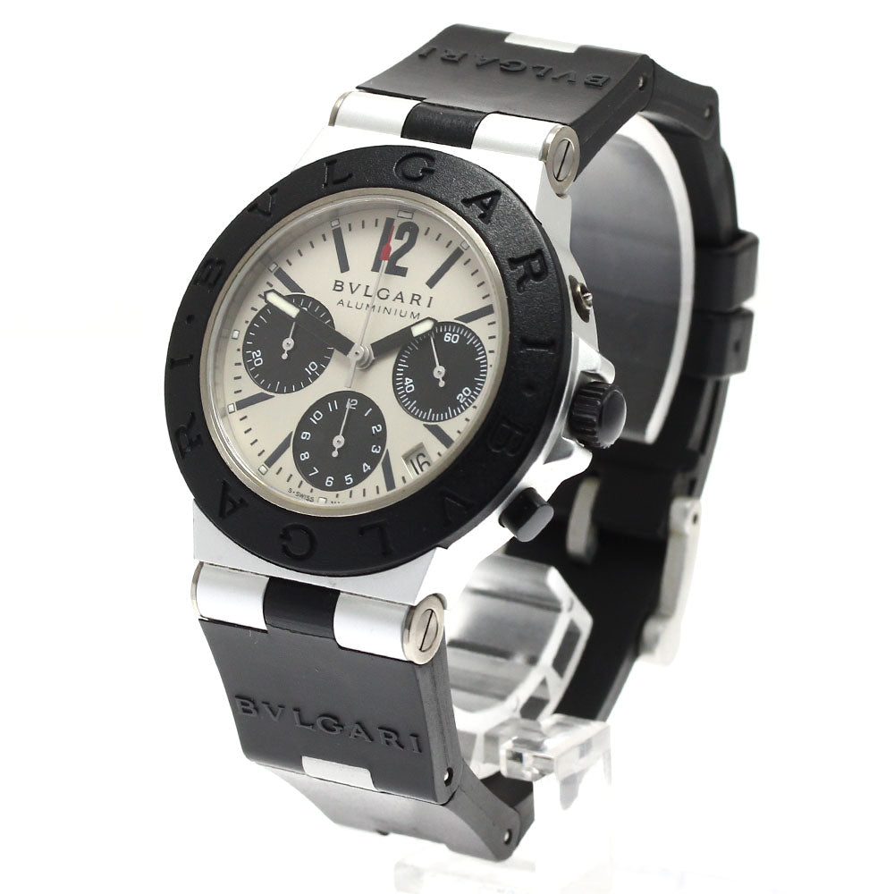 BVLGARI aluminum AC38TA Chronograph Silver / Black Dial Automatic Men's Watch_900505