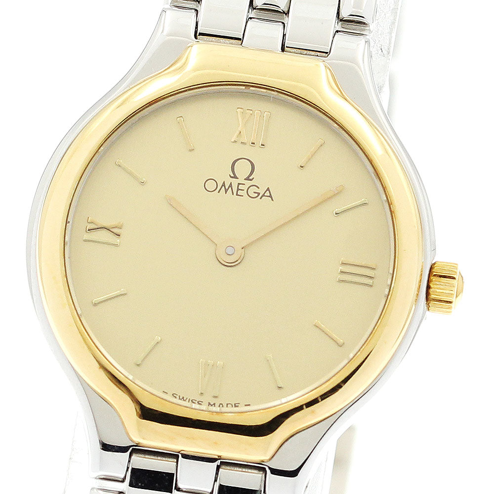 OMEGA De Ville Date YG bezel gold Dial Quartz Ladies Watch_900584
