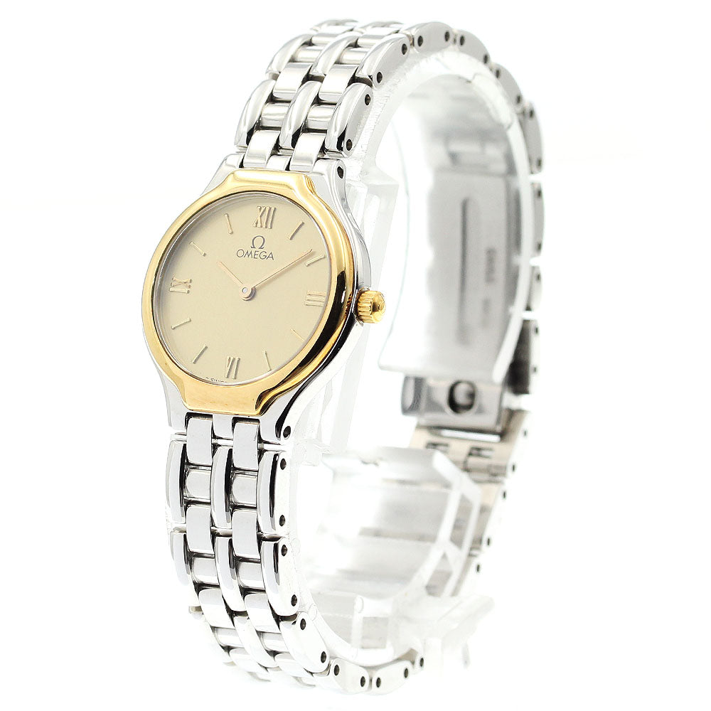 OMEGA De Ville Date YG bezel gold Dial Quartz Ladies Watch_900584