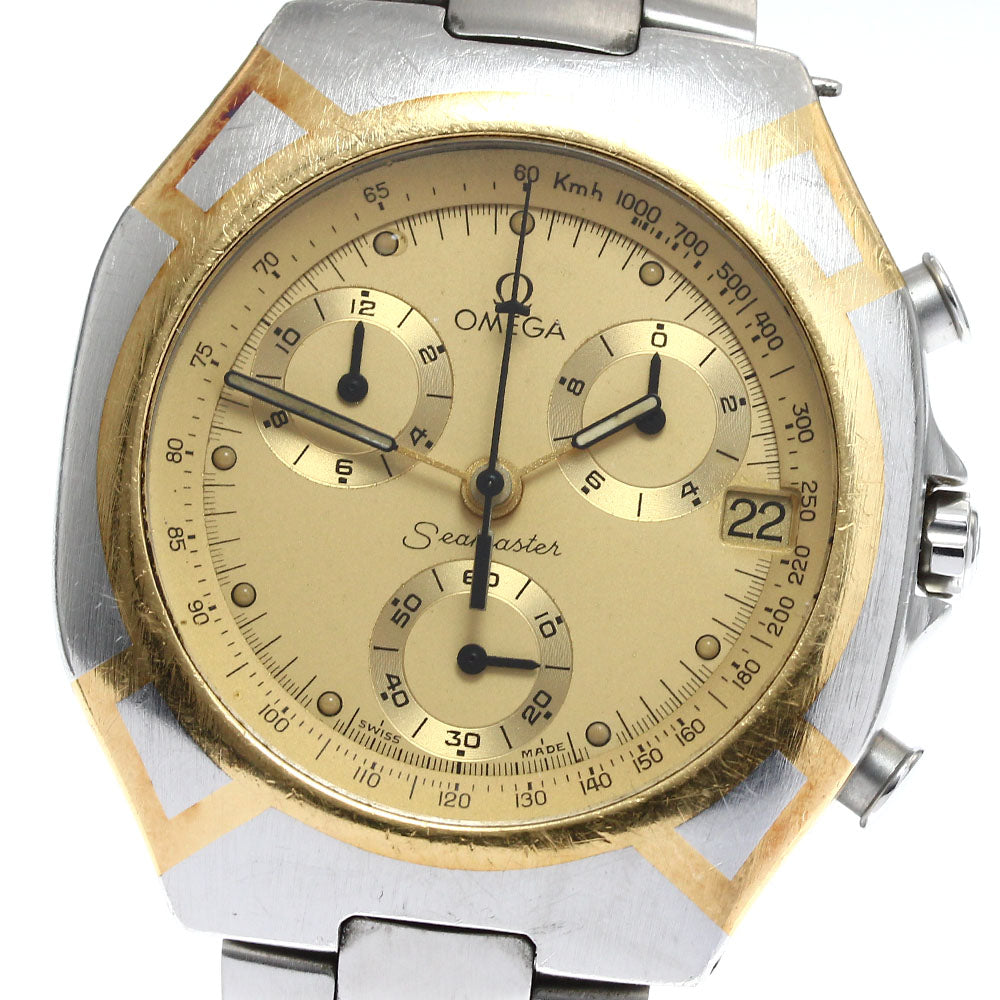 OMEGA Seamaster Polaris Chronograph gold Dial Quartz Men's Watch_900593