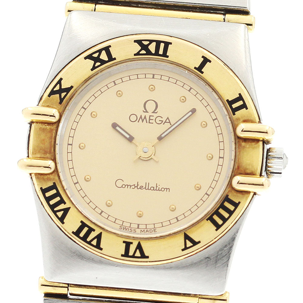 OMEGA Constellation YG bezel full bar gold Dial Quartz Ladies Watch_900596