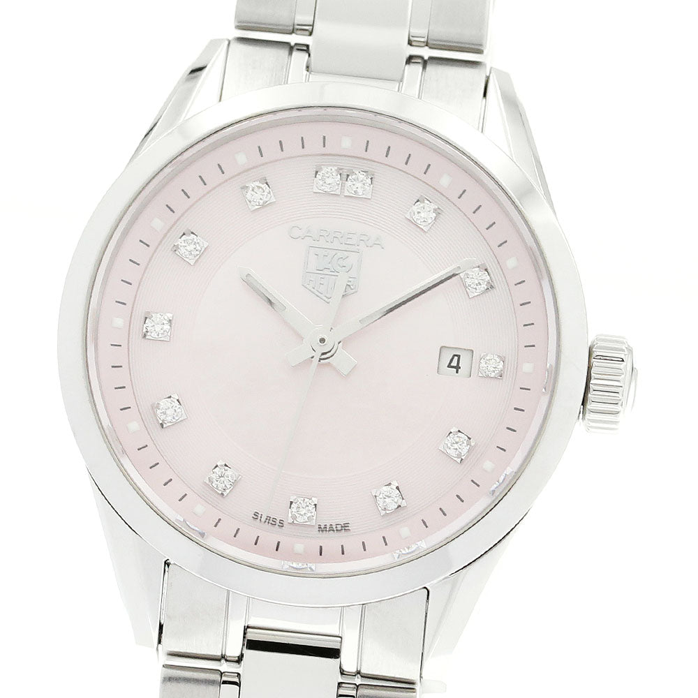 TAG HEUER Carrera WV1417.BA0793 13P diamond Pink shell Dial Quartz Ladies Watch_900597
