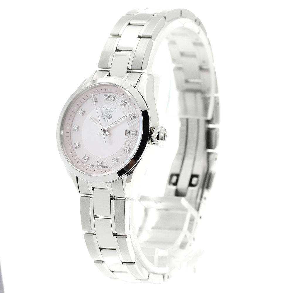 TAG HEUER Carrera WV1417.BA0793 13P diamond Pink shell Dial Quartz Ladies Watch_900597