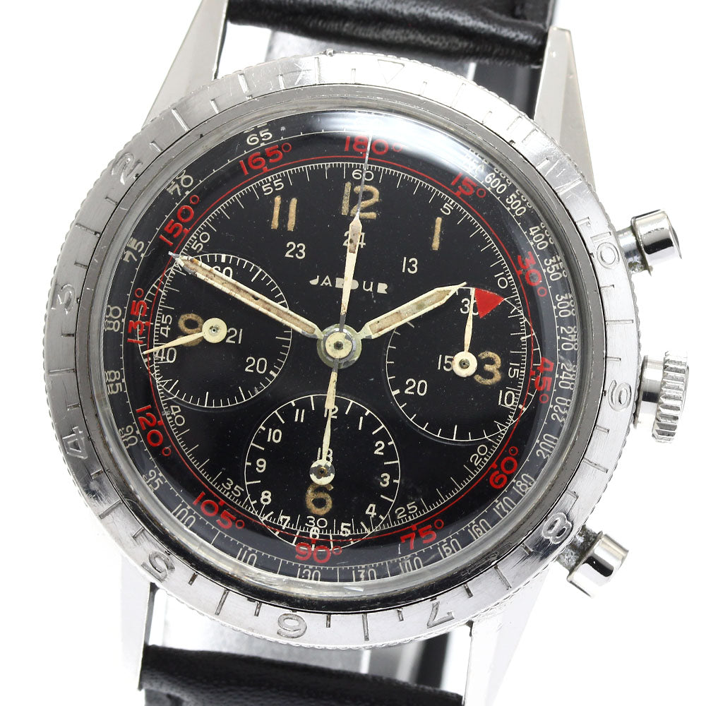 JARDUR Bezel Master Vintage Mirror Dial Caliber Valjoux 71 black Dial Hand Winding Men's Watch_900618