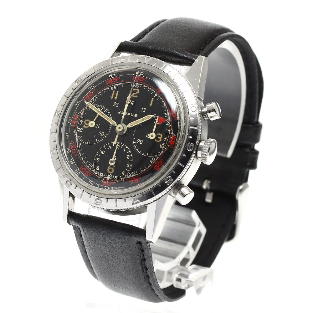 JARDUR Bezel Master Vintage Mirror Dial Caliber Valjoux 71 black Dial Hand Winding Men's Watch_900618