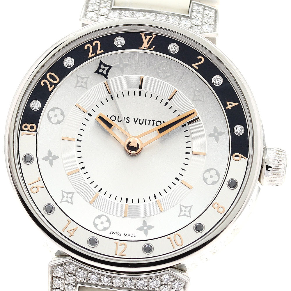 LOUIS VUITTON Tambour Moon Dual Time MM QA108 Quartz Ladies Watch_900712