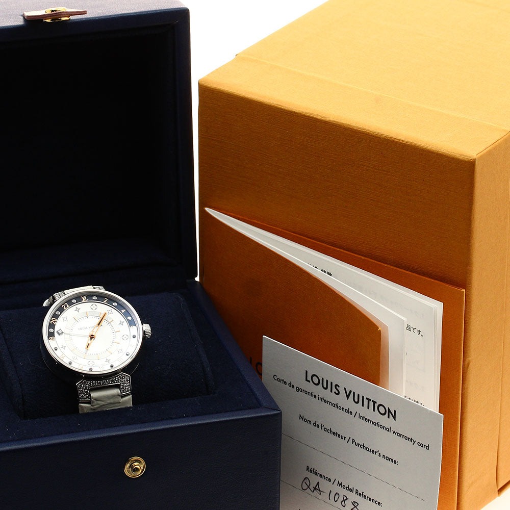 LOUIS VUITTON Tambour Moon Dual Time MM QA108 Quartz Ladies Watch_900712