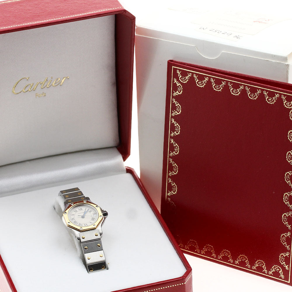 CARTIER Santos Octagon SM W2001683 Date beige Dial Quartz Ladies Watch_900726