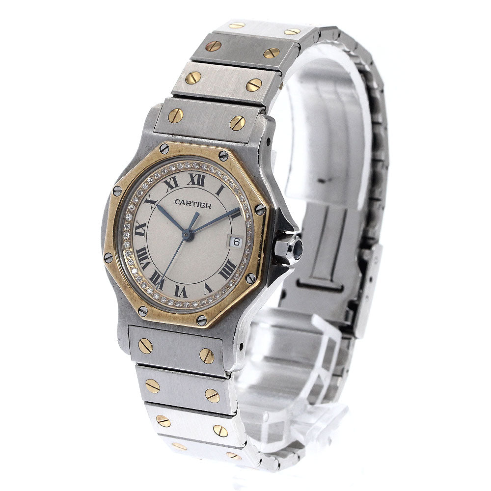 CARTIER Santos Octagon LM W2001583 YG2 tone after diamond beige Dial Quartz Men's Watch_900742