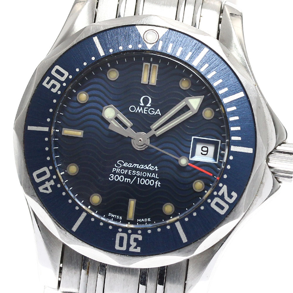 OMEGA Seamaster300 2583.80 Date Navy Dial Quartz Ladies Watch_900971