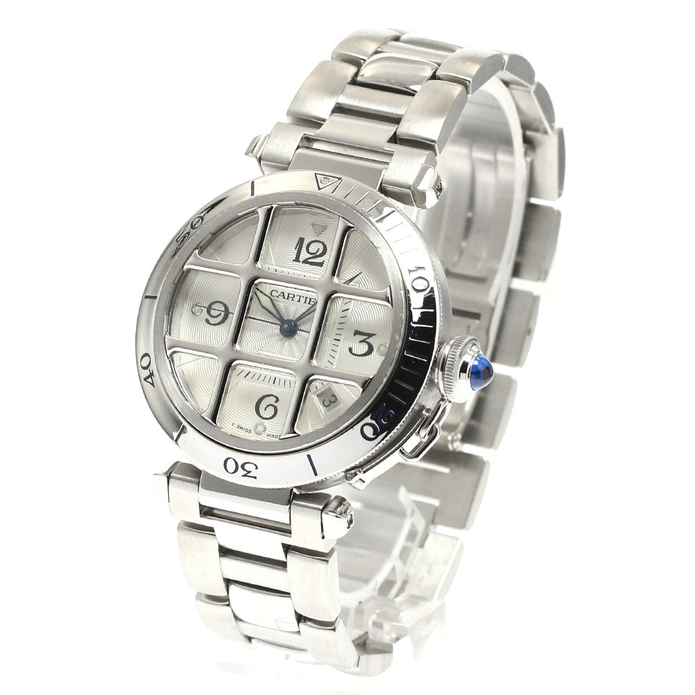 CARTIER pasha grid 38mm W31040H3 Date Silver Dial Automatic Men's Watch_900975