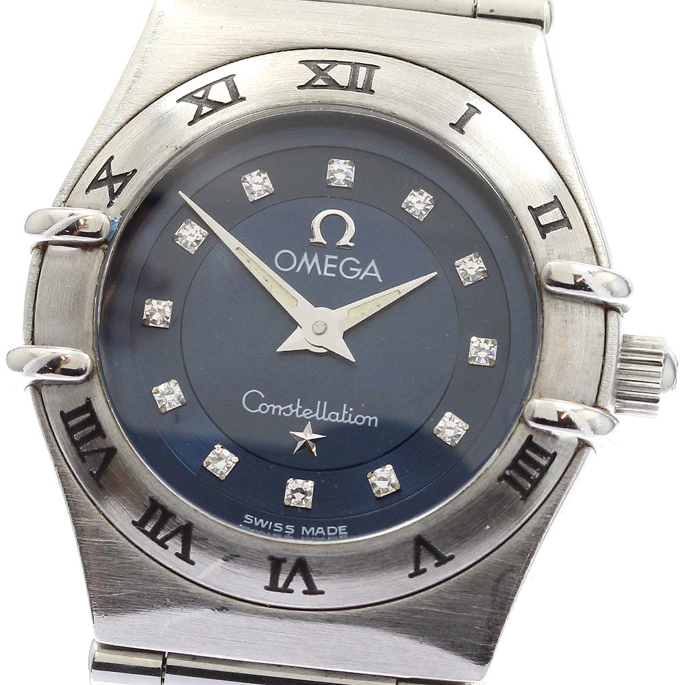 OMEGA Constellation 1563.85 12P diamond Navy Dial Quartz Ladies Watch_901049