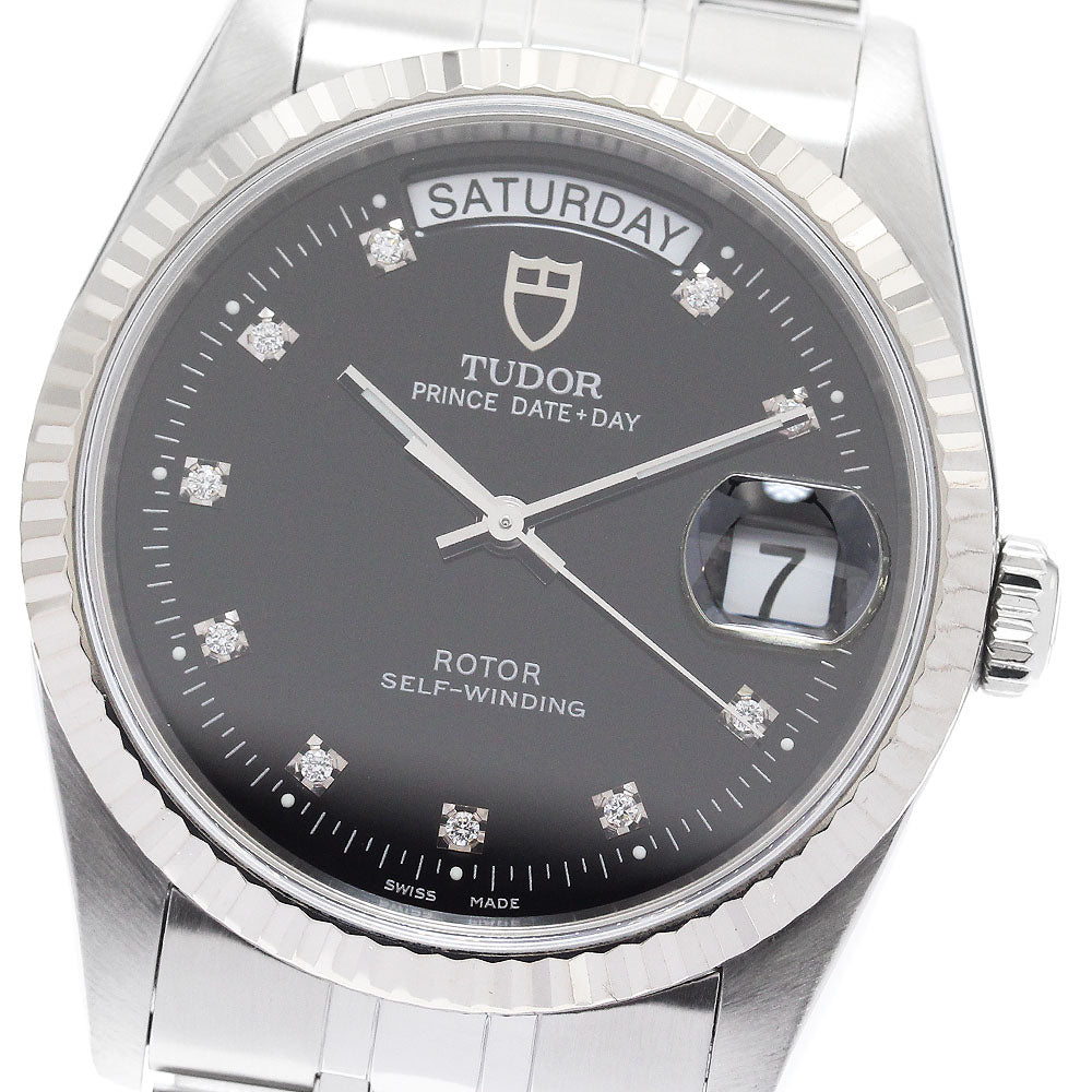 TUDOR Prince Date Day 76214 WG bezel 10P diamond Automatic Men's Watch_901178