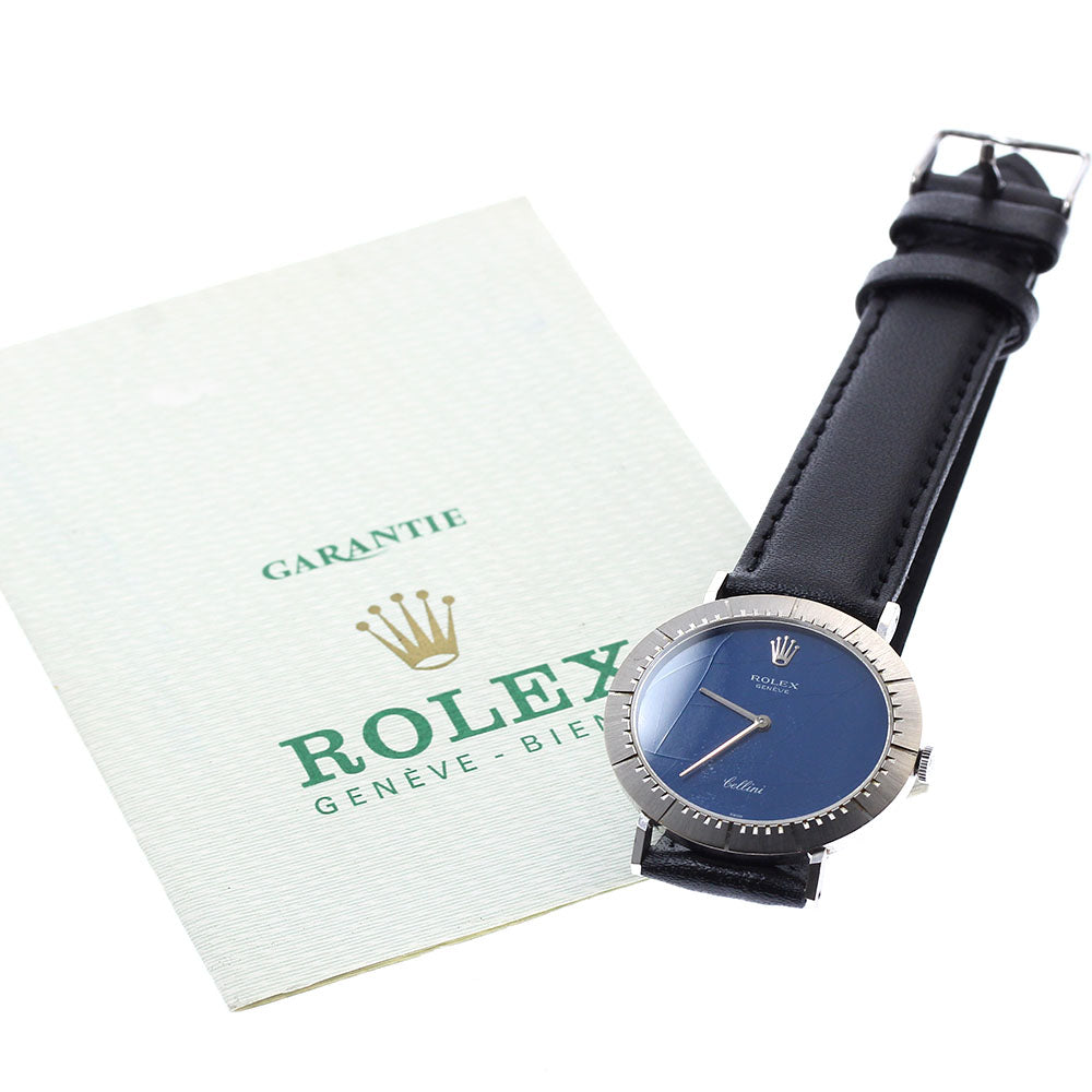 ROLEX Cellini 4083 K18WG Cal.1600 blue Dial Hand Winding Men's Watch_901335