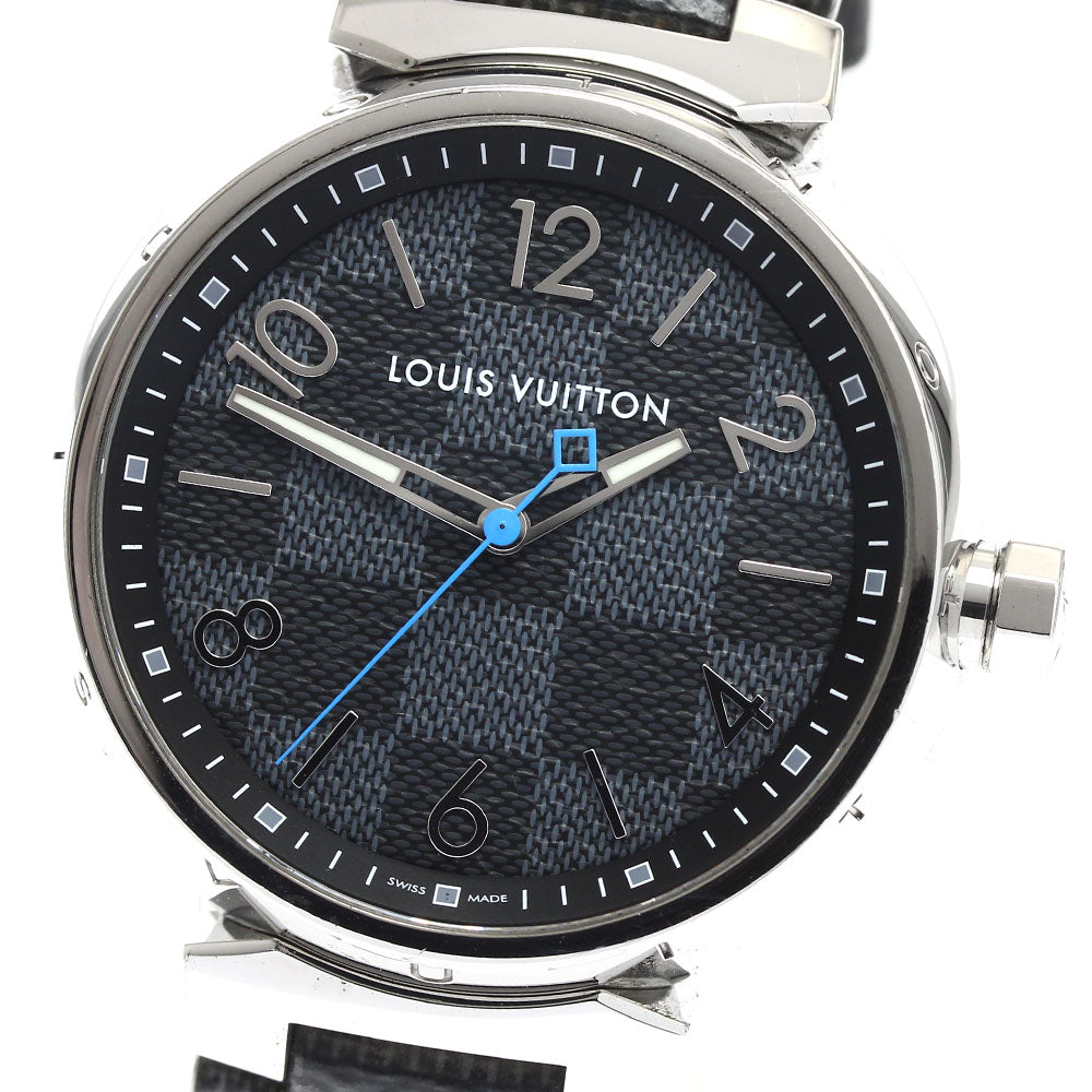 LOUIS VUITTON Tambour Damier Graphite QA073 black Dial Quartz Men's Watch_901378