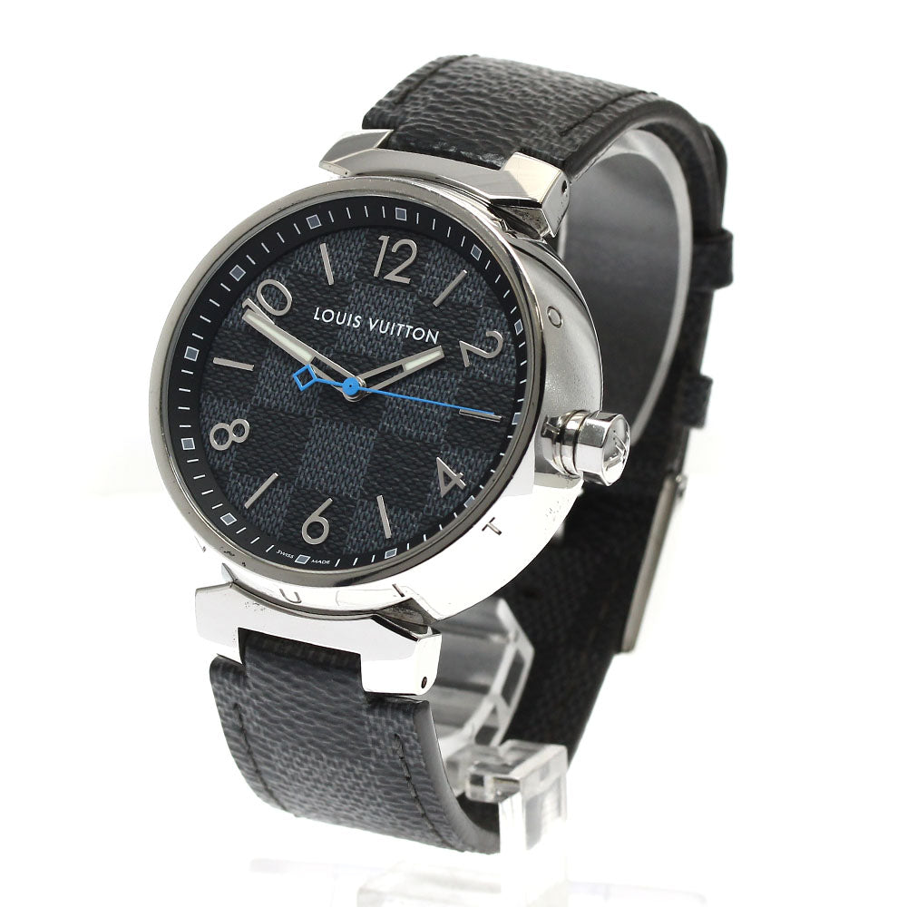 LOUIS VUITTON Tambour Damier Graphite QA073 black Dial Quartz Men's Watch_901378