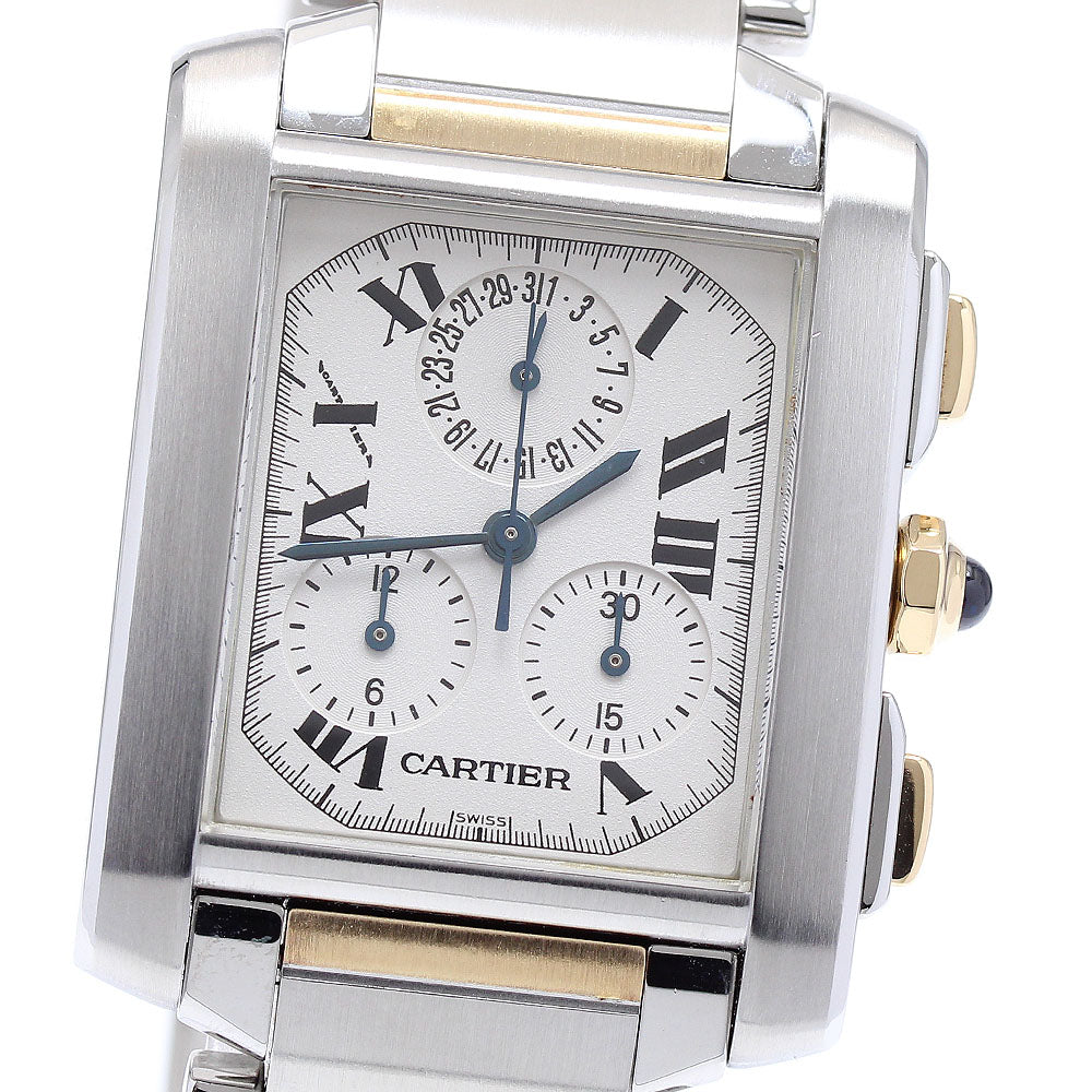 CARTIER Tank Française XL Chrono Reflex W51004Q4 Silver Dial Quartz Men's_901386