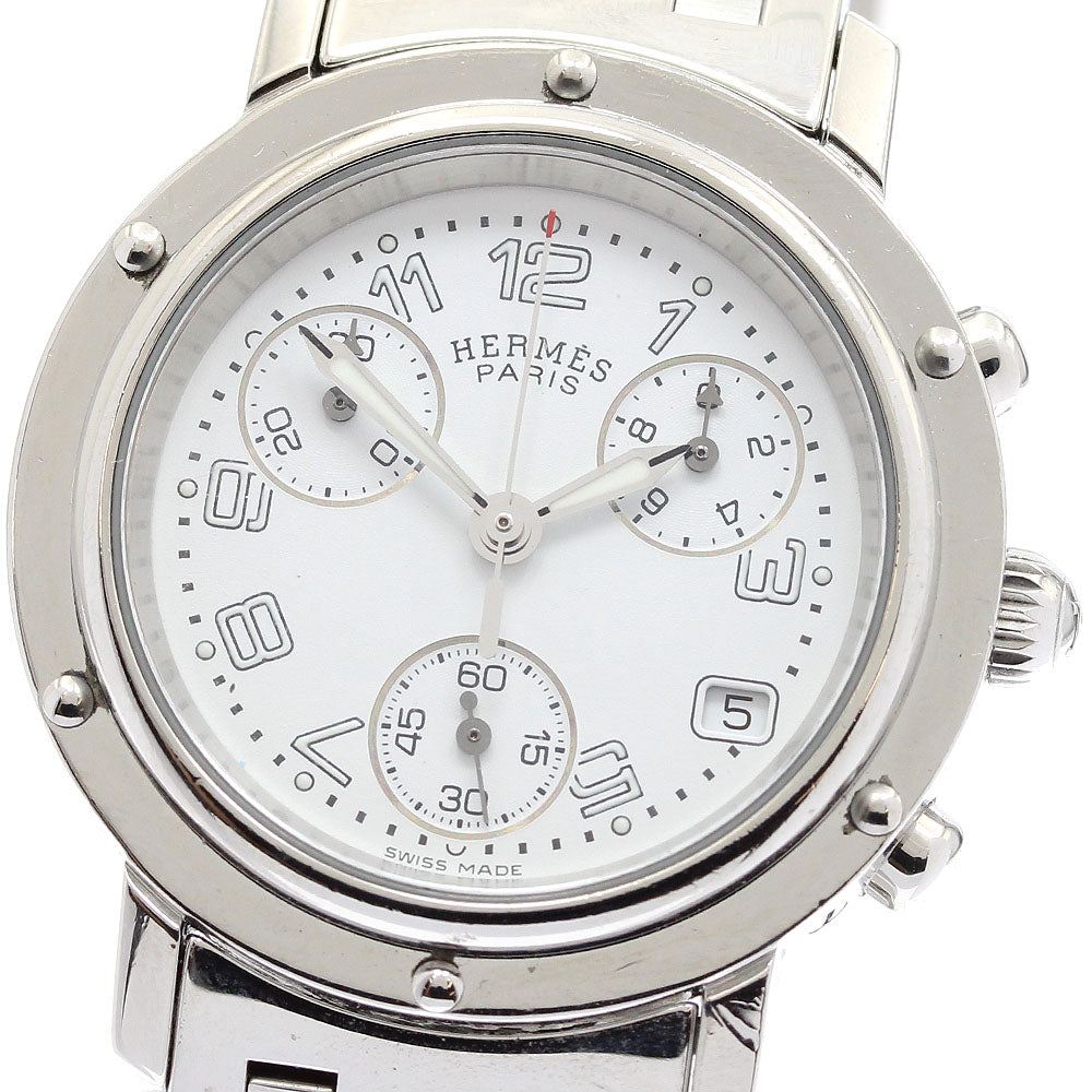 HERMES Clipper Chronograph CL1.310 Date White Dial Quartz Ladies Watch_901533