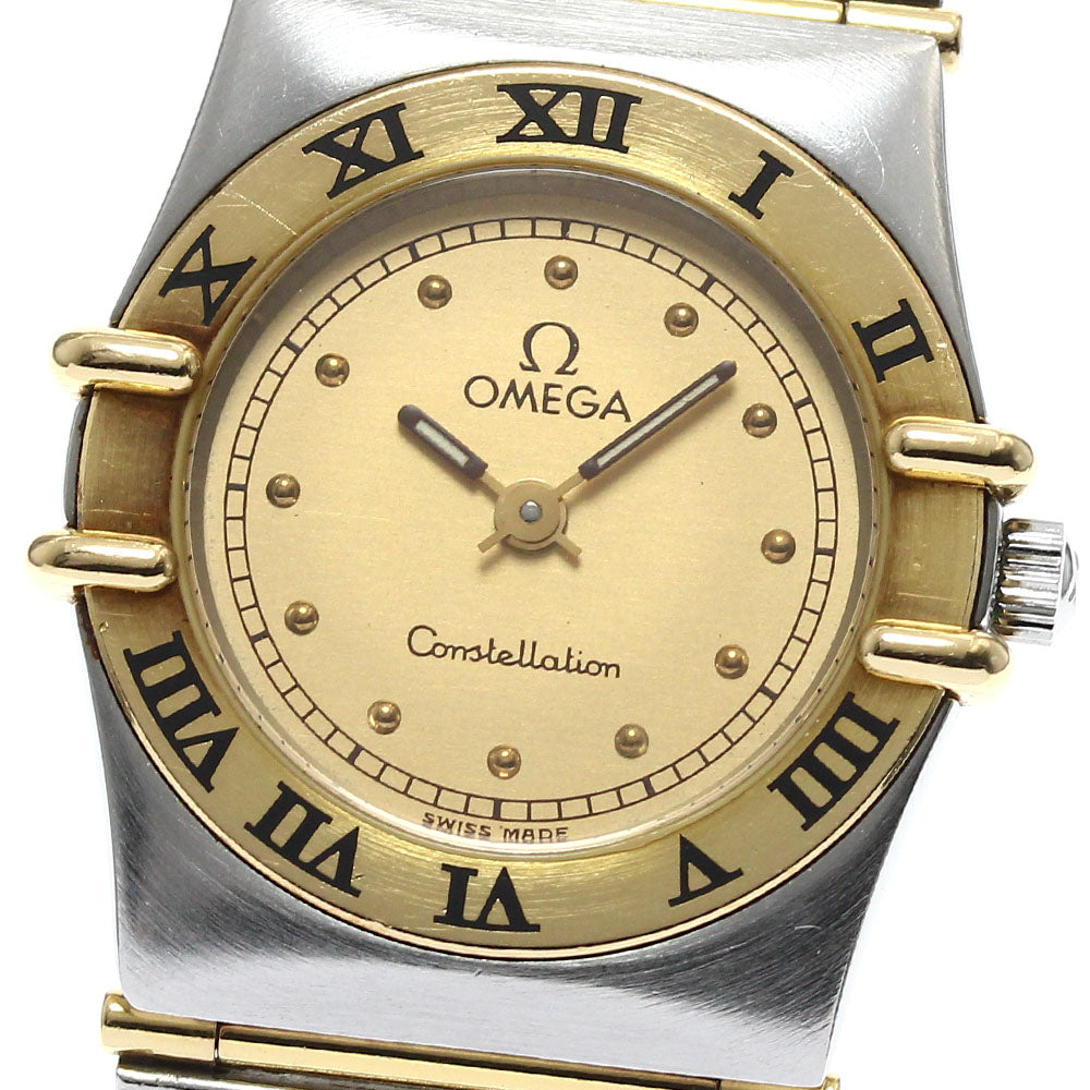 OMEGA Constellation YG bezel full bar gold Dial Quartz Ladies Watch_901537