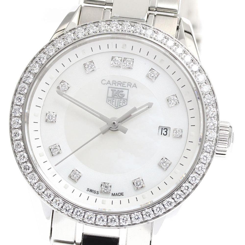 TAG HEUER Carrera WV1413 13P diamond diamond bezel White shell Dial Quartz Ladies Watch_901946