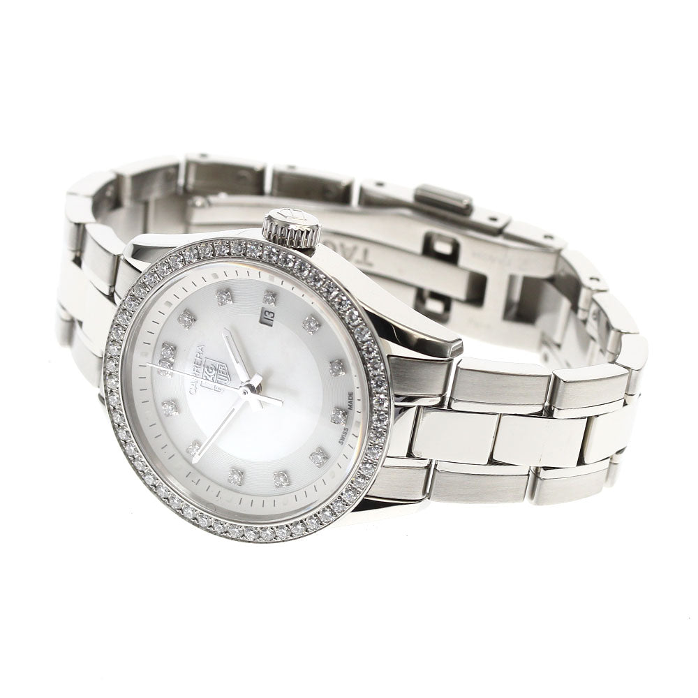 TAG HEUER Carrera WV1413 13P diamond diamond bezel White shell Dial Quartz Ladies Watch_901946