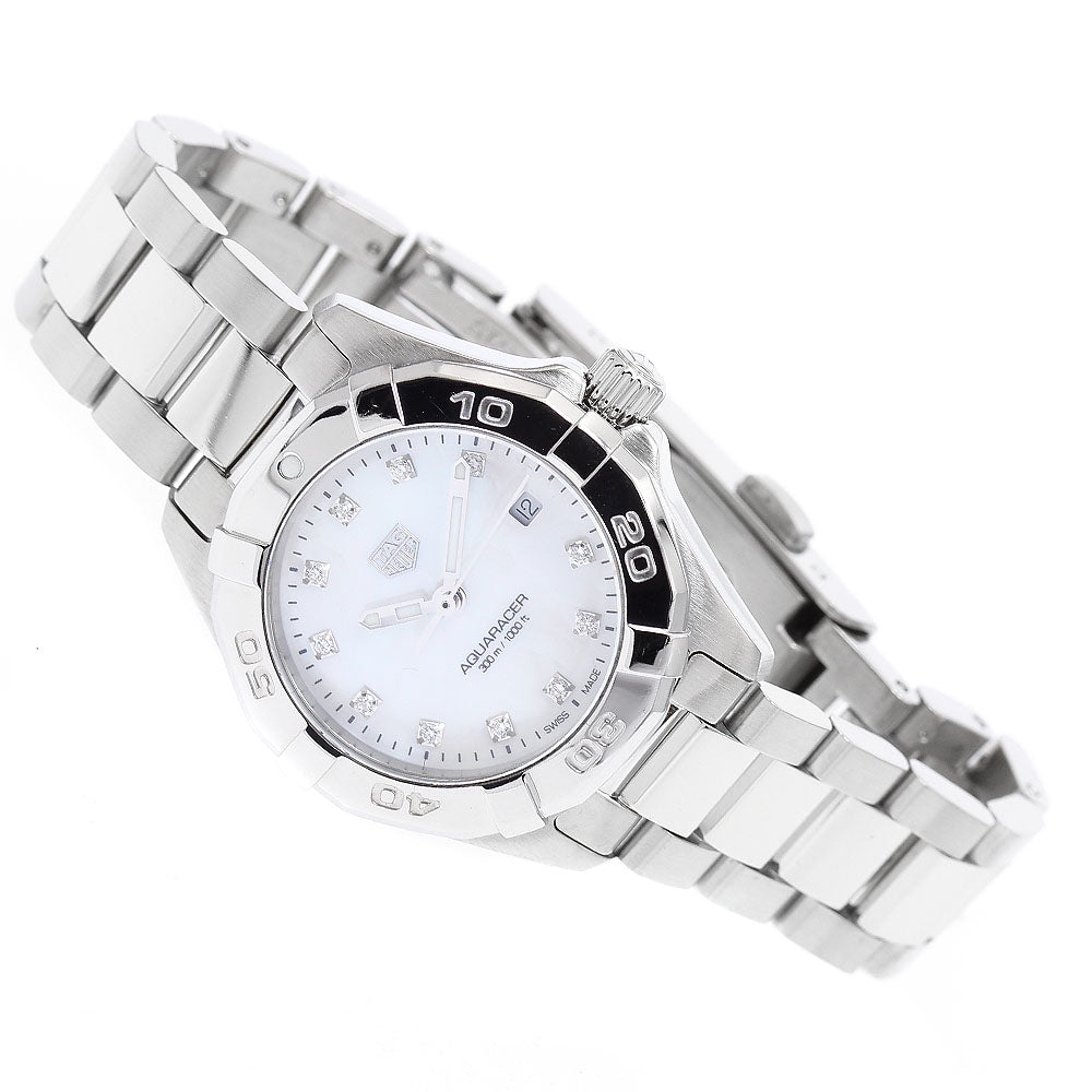 TAG HEUER Aqua racer WBD1414 11P Diamond Date White shell Dial Quartz Ladies Watch_901957