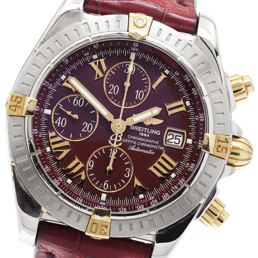 BREITLING Chronomat Evolution B13356 Date Bordeaux Dial Automatic Men's Watch_901975