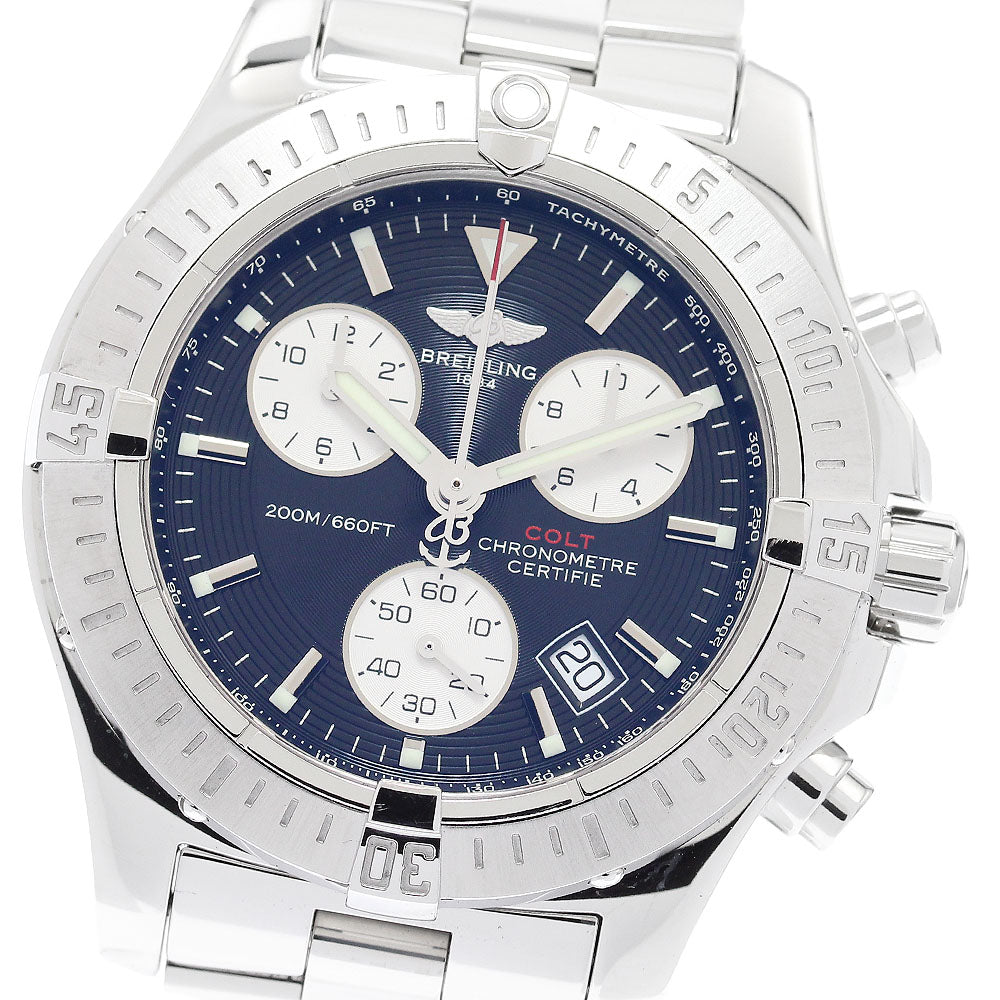 BREITLING Colt A73380 Chronograph Black / Silver Dial Quartz Men's Watch_901979