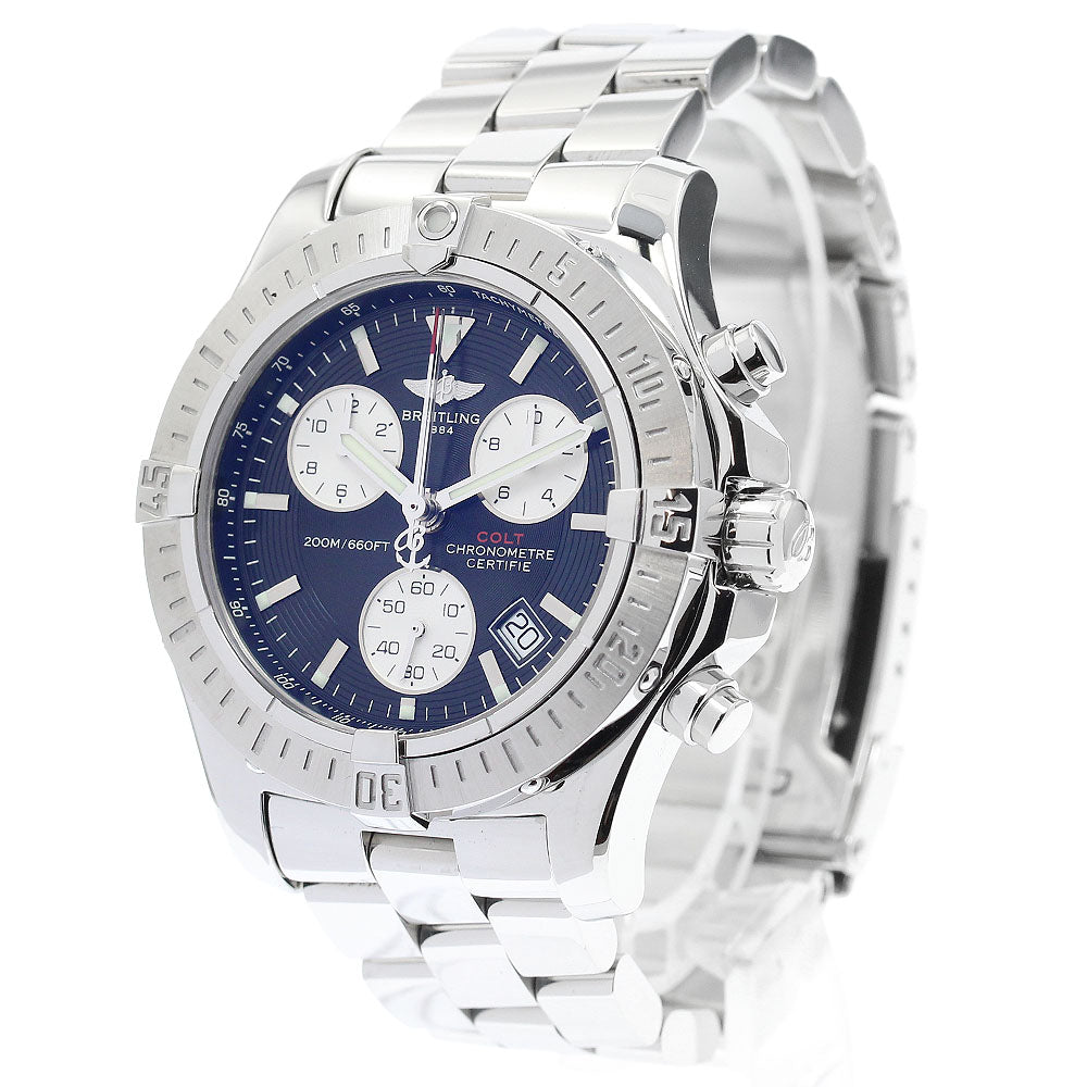 BREITLING Colt A73380 Chronograph Black / Silver Dial Quartz Men's Watch_901979