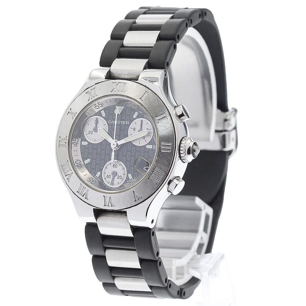 CARTIER CHRONOSCAPH W10198U2 Date black Dial Quartz Ladies Watch_902042