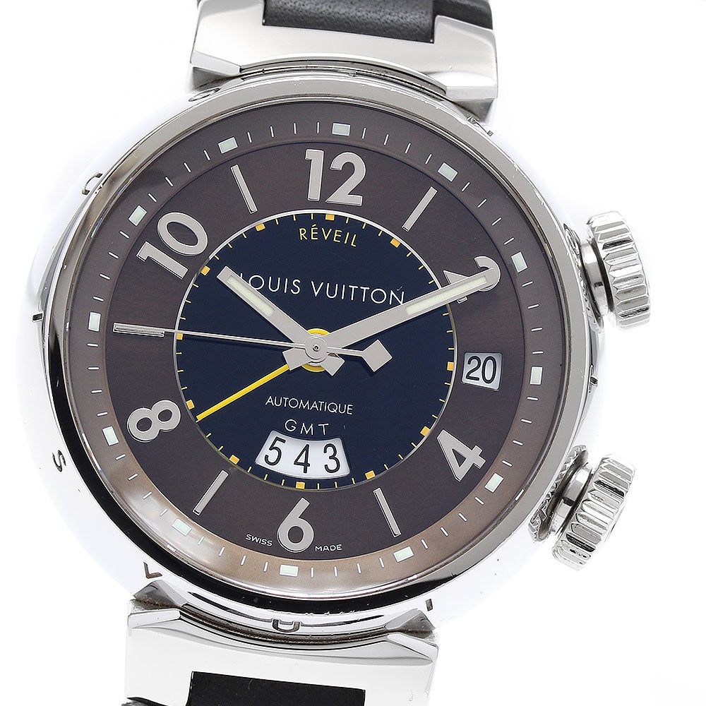 LOUIS VUITTON Tambour GMT Reveil Q1151 alarm Black / brown Dial Automatic Men's Watch_902083