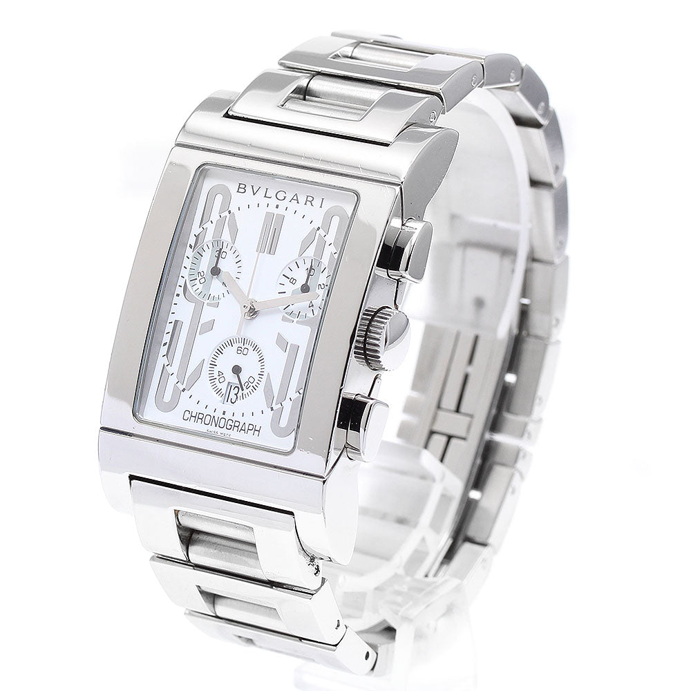 BVLGARI Rettangolo RTC49S Date Chronograph white Dial Quartz Men's Watch_902234