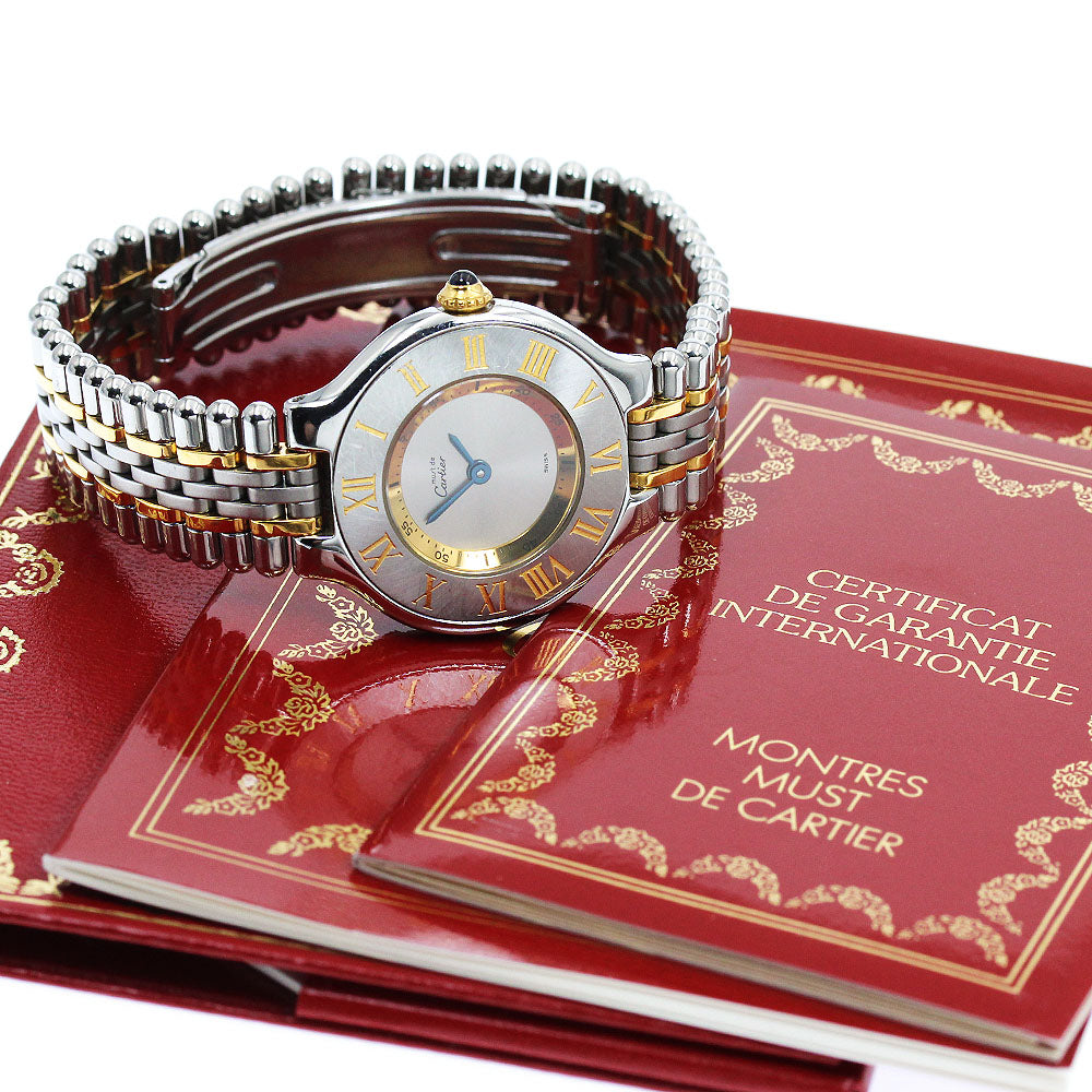 CARTIER Must21 W10073F4 Silver / Gold Dial Quartz Ladies Watch_902263