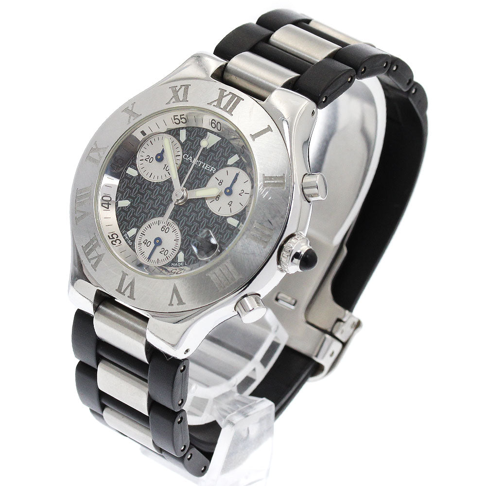 CARTIER CHRONOSCAPH W10125U2 Date Black / Silver Dial Quartz Men's Watch_902275