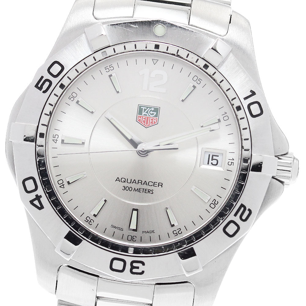 TAG HEUER Aqua racer WAF1112 Date Silver Dial Quartz Men's Watch_902339