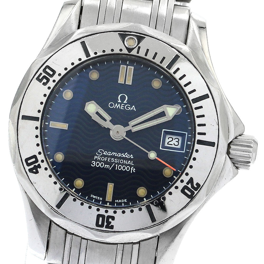 OMEGA Seamaster300 2582.80 Date Navy Dial Quartz Ladies Watch_902398